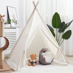 Tipi Enfant Intéieur- Tente de Jeux avec Tapis et Fenêtre Décoratif, Tente pour chambre d'Enfants,