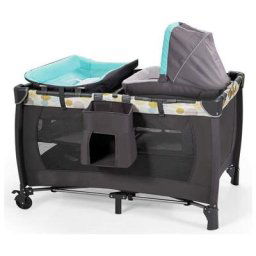 Lit Parapluie Bébé 4 en 1 avec Berceau Détaché, Lit de Voyage Bébé Pliable avec Table à Langer et