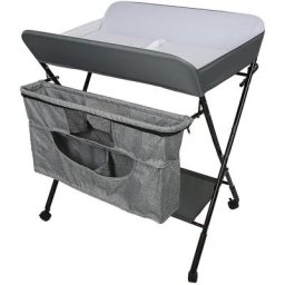 2 en 1 Table à langer pliable et compacte, avec Panier de Rangement à Côté Structure en Fer, Charge