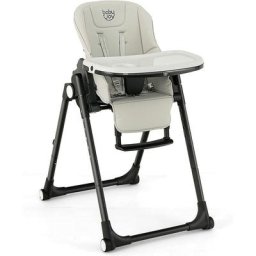 Chaise Haute Bébé Pliable 4 en 1 Plateau Double Amovible 6 Hauteurs Réglables Dossier 5 Positions