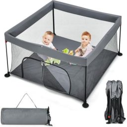 Parc Bébé Pliable 138x138cm avec Coussinets Antidérapants, Parc de Jeu Bébé en Tissu Oxford avec