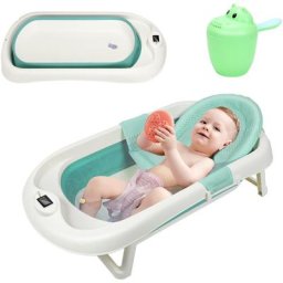 Bébé Baignoire Enfants Pliable Bain Sûr 3 en 1 0-6 Ans avec Pieds Portable avec Filet de Sécurité