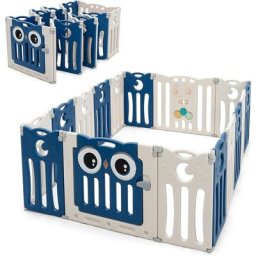 Costway - Parc pour Bébé Pliable 16 Panneaux en hdpe avec Bouton bb Autocollant diy Verrou de