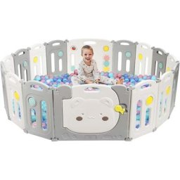 Parc Bébé en Plastique Pliable 16 Pièces sans bpa avec Verrou Patins Antidérapants Forme Modulable