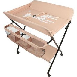 Table à Langer Pliante avec Panier de Rangement pour Nouveaux-Nés Chambre Bébé - Rose clair - Rose