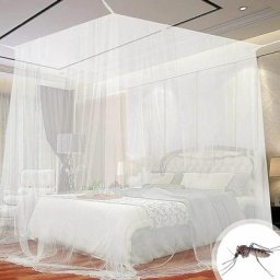 Moustiquaire de lit carrée, Baldaquin en Polyester Lits, Moustiquaire pour lit Double et lit Simple
