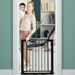 Barrière de Sécurité pour Bébé/Animaux Longueur Extensible 76-82,5cm Fermeture Automatique Métal