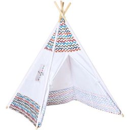 Tente teepee indien enfant style graphique - dim. 1,2L x 1,2I x 1,55H m - porte refermable, fenêtre