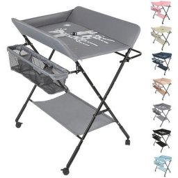 Portable Table à Langer Pliable pour Bébé, Table à Langer avec Panier de Rangement à Côté, Hauteur