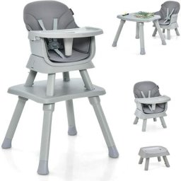 6 en 1 Chaise Haute Bébé 6-36 Mois avec Plateau Amovible Table et Chaise Tout-Petits Evolutive avec