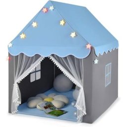 Tente de Jeux pour Enfants, Cabane Enfant avec Tapis Lavable, Tente Enfant Interieur avec Lumières