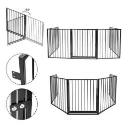 Barriere de securite grande version 3M 5 panneaux Pre assemble - Noir - Swanew