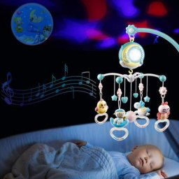 Mobile pour lit de bébé musical avec lumières et musique, support, lit de bébé musical rotatif avec