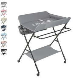 Table à Langer Bébé 4 Roues Pliante Avec Panier de Rangement 0-3 ans - Gris - Guoyihua