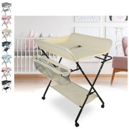 Table à Langer Bébé 4 Roues Pliante Avec Panier de Rangement 0-3 ans - Jaune - Guoyihua