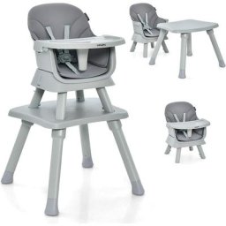 Chaise Haute Bébé Evolutive 6 en 1 avec Plateau Blocs de Construction Amovible Harnais à 5