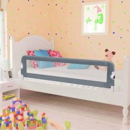 Barrière de lit enfant Barrière de sécurité | Gris 120x42 cm Polyester 73909 - Gris