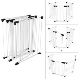 Barrière de sécurité enfant, bébé, animaux - 310*2.5*75cm, 5 panneaux -Blanc - Bathrins