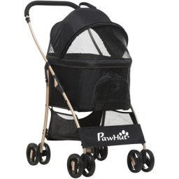 Pawhut - Poussette pliable pour chien chat nacelle amovible 2 en 1 - 4 roues doubles, 2 freins
