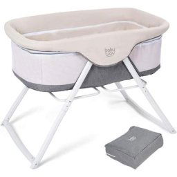 Berceau Bebe Pliable, avec Matelas Rembouree Epaisseur 2,5CM et Sac, Tuyau Tournable pour Balancer,