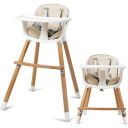 Chaise Haute Bébé Convertible 2 en 1 Forme-A Stable Hauteur Réglable avec Coussin Amovible,