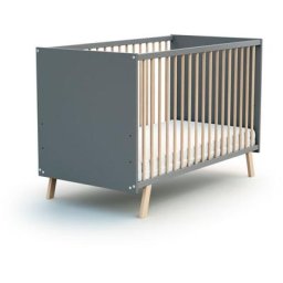 Lit bébé 60x120 carnaval - Gris et Hêtre Verni - AT4