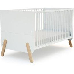 Lit bébé 70x140 évolutif pirate Blanc et Hêtre Verni - Blanc et Hêtre Verni - AT4
