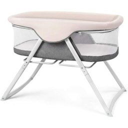 Berceau Bébé Pliable et Portable Lit Berceau Bébé Beige avec Gris en Tissu - Costway