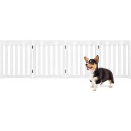 Barrière de Sécurité en Bois pour Chiens avec Charnières Flexibles à 360° et 4 Panneux pou
