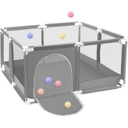 Parc d'enfant cloture de jeu 128 x 66cm gris noel ins-5694