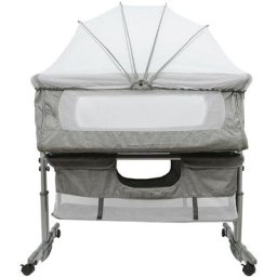 Berceau lit parapluie avec Matelas, moustiquaire transport Roues Verrouillables Gris