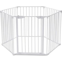 Barrière de Sécurité Clôture de Cheminée en FerPare-Feu de Cheminée 6 Pans 380x75cm, Blanc - Costway