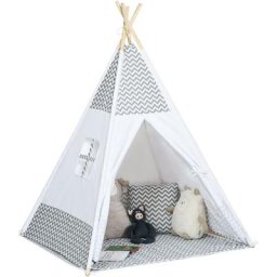 Tente teepee indien enfant style graphique - dim. 1,2L x 1,2I x 1,55H m - porte refermable,