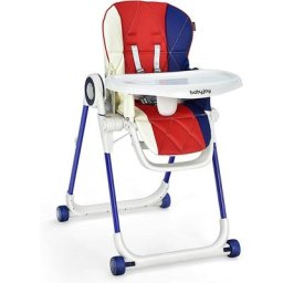 Chaise Haute pour Bébé, avec 6 Hauteurs Réglables de 6 à 36 Mois, Ceintures de Sécurité à 5 Points,