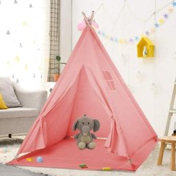 Tipi Enfant avec Tapis Rose Exterieur Interieur Tente Anti uv Bébé Cabane Chambre Fille Garcon
