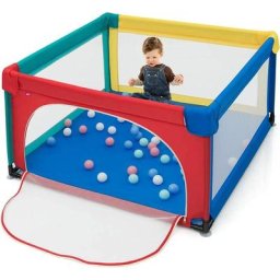 Parc Bébé 120x120x68 cm Non-toxique 10 mois - 6 ans 50 Balles Colorées 4 Ventouses en Caoutchouc