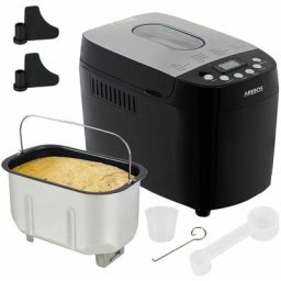 Machine à Pain 1500g Pain de Pâte 15 Programmes 3 Vitesses Minuteur 850 w - Noir - Arebos
