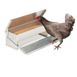 Mangeoire xl pour poules distributeur automatique à pédale en acier 5 kg - Gris
