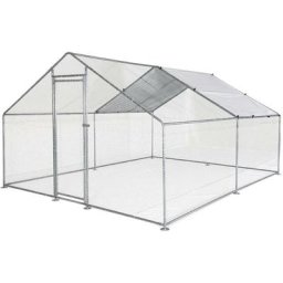 Enclos pour poulailler 6m² en acier galvanisé. toit imperméable et anti UV. porte avec loquet 12 m²