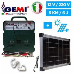 Gemi Elettronica - electrificateur 12 v De Clôture Électrique Batterie 5 Km + Panneau solair B/12