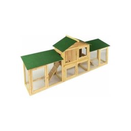 Clapier en bois pour lapin xxl, poulailler, espace intérieur et extérieur, 204 x 45 x 84cm Maxxpet