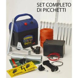 Kit de clôture sans batterie: set reception electrique complet avec électrificateur, fil, barrière
