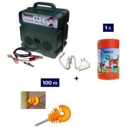 Kit Complet pour Clôture Électrique : 1 x Electrificateur B12 Double Alimentation 12 V / 220 V + 1x