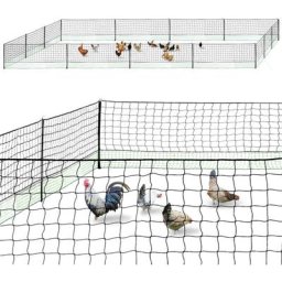 Kit clôture filet à poules 50 m avec porte 15 piquets double pointes - Noir