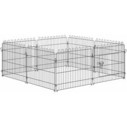 Pawhut - Parc enclos pour chiens chiots animaux domestiques diamètre 158 cm 8 panneaux 71L x 61H cm
