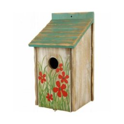 Nichoir peint en bois 15 x 28 x 14 cm Diamètre 3,3 cm