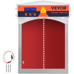 Ouvre-Porte Poulailler Automatique Fer Minuterie Capteur Lumiere lcd Rouge - Vevor