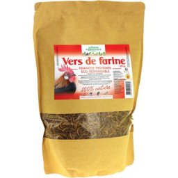 Ferme De Beaumont - Vers de farine français • Friandise protéines poules • 1 kg • 6,5 litres