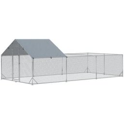 Pawhut - Enclos poulailler chenil 18 m² - parc grillagé dim 6L x 3l x 1,95H m - espace couvert
