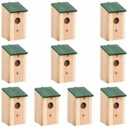 Nichoirs 10 pcs Bois de sapin massif 12x12x22 cm
